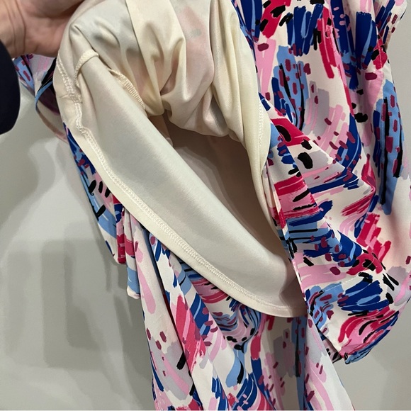 ADRIENNE Harper high low poncho dress white pink blue size medium - Picture 10 of 11